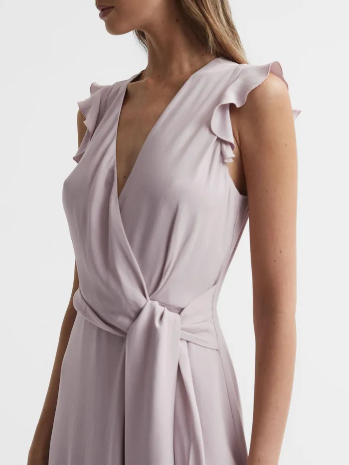 Reiss Dresses Willow Wrap Tie Midi Dress Lilac 8211 Women