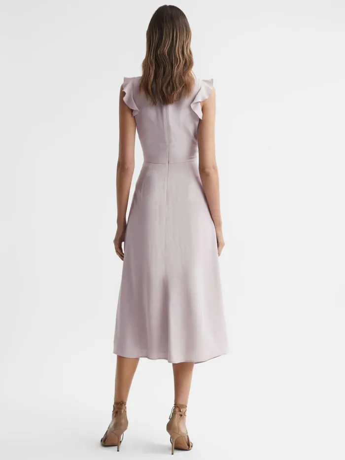 Reiss Dresses Willow Wrap Tie Midi Dress Lilac 8211 Women