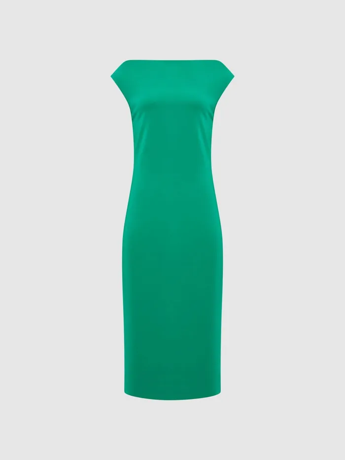 Reiss Dresses Zaria OffShoulder Bodycon Midi Dress Green 8211 Women