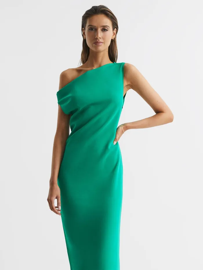 Reiss Dresses Zaria OffShoulder Bodycon Midi Dress Green 8211 Women