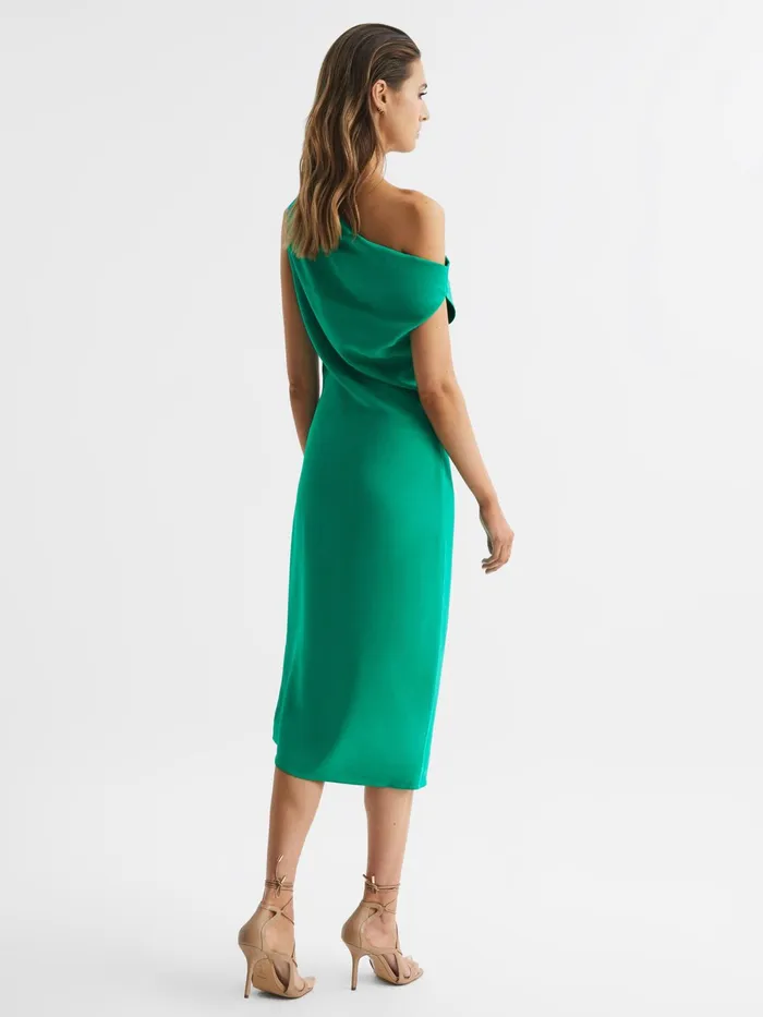 Reiss Dresses Zaria OffShoulder Bodycon Midi Dress Green 8211 Women