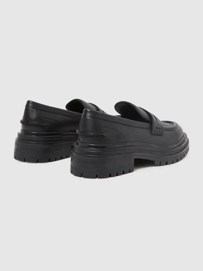 Reiss Flats Adele Leather Chunky Cleated Loafers Black 8211 Women