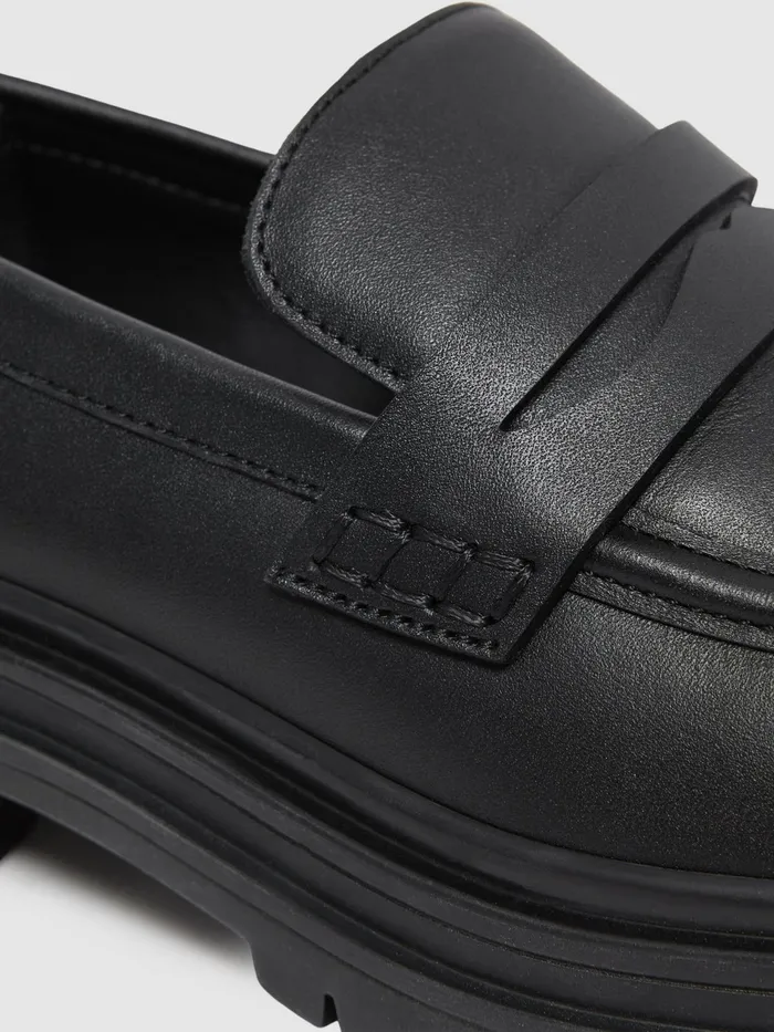 Reiss Flats Adele Leather Chunky Cleated Loafers Black 8211 Women