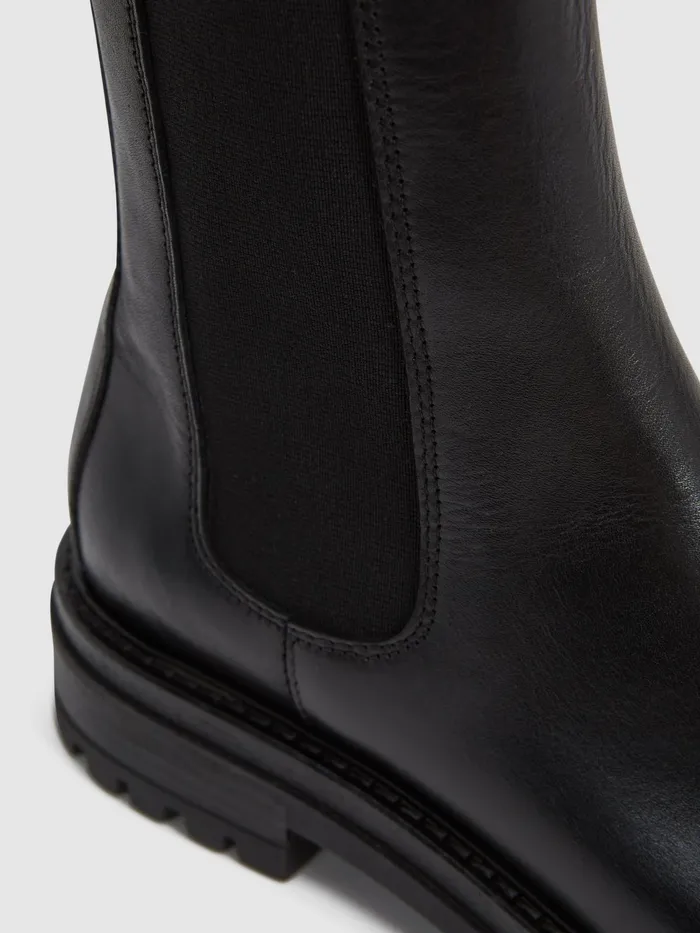 Reiss Flats Thea Boots Leather Pull On Chelsea Boots Black 8211 Women