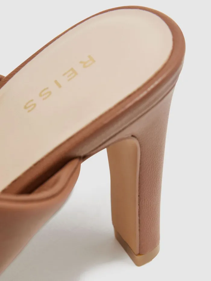 Reiss Heels Eliza Block Heel Leather Sandals Nude 8211 Women
