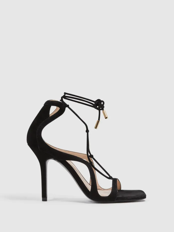 Reiss Heels Kate Leather Strappy High Heel Sandals Black 8211 Women