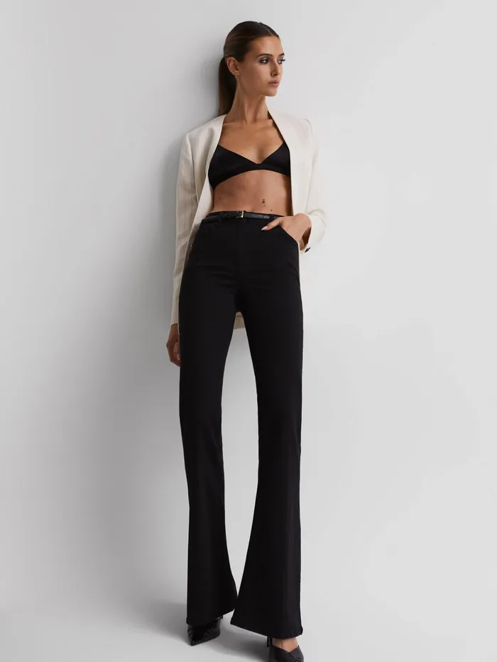 Reiss Jeans Beau High Rise Skinny Flared Jeans Black 8211 Women