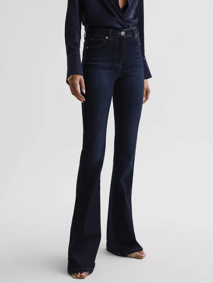 Reiss Jeans Beau High Rise Skinny Flared Jeans Dark Indigo 8211 Women