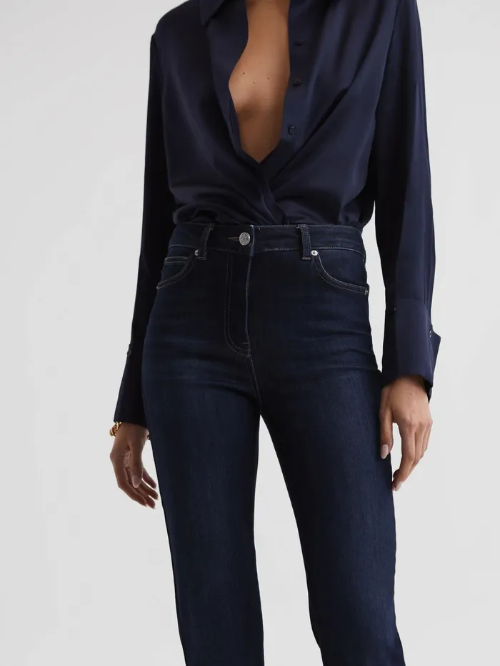 Reiss Jeans Beau High Rise Skinny Flared Jeans Dark Indigo 8211 Women