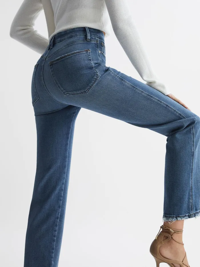 Reiss Jeans Good American Good American Distressed Straight Leg Jeans Mid Blue 8211 Women Reiss Jeans Good American Good American Distressed Straight Leg Jeans Mid Blue 8211 Women