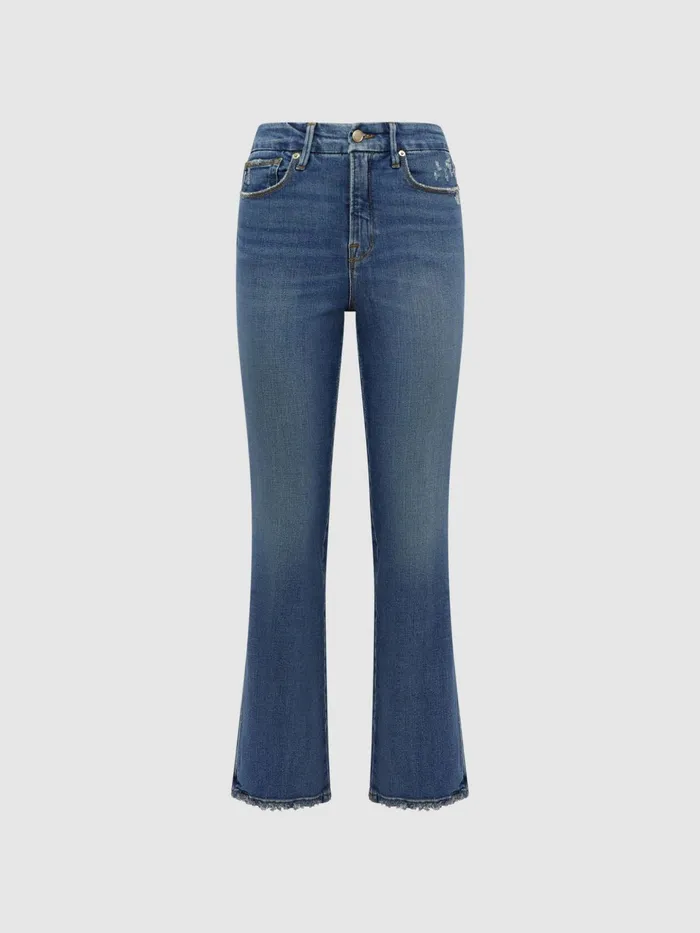 Reiss Jeans Good American Good American Distressed Straight Leg Jeans Mid Blue 8211 Women