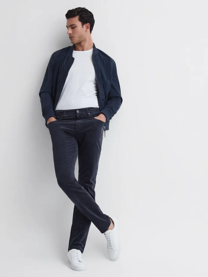 Reiss Jeans Lennox Paige High Stretch Slim Fit Corduroy Jeans Deep Anchor 8211 Men