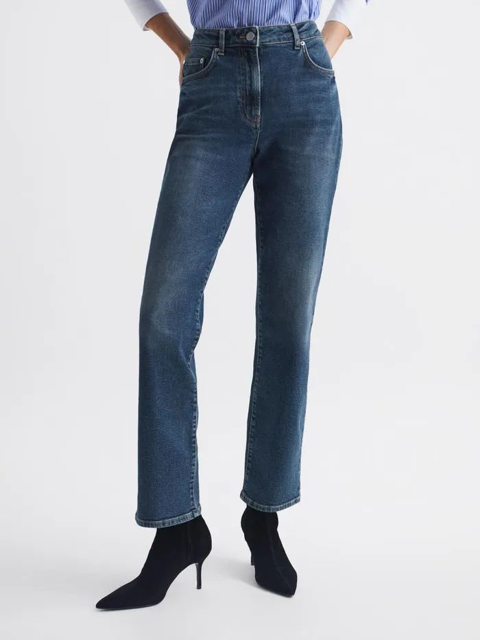Reiss Jeans Phillipa Straight Leg Boyfriend Jeans Mid Blue 8211 Women