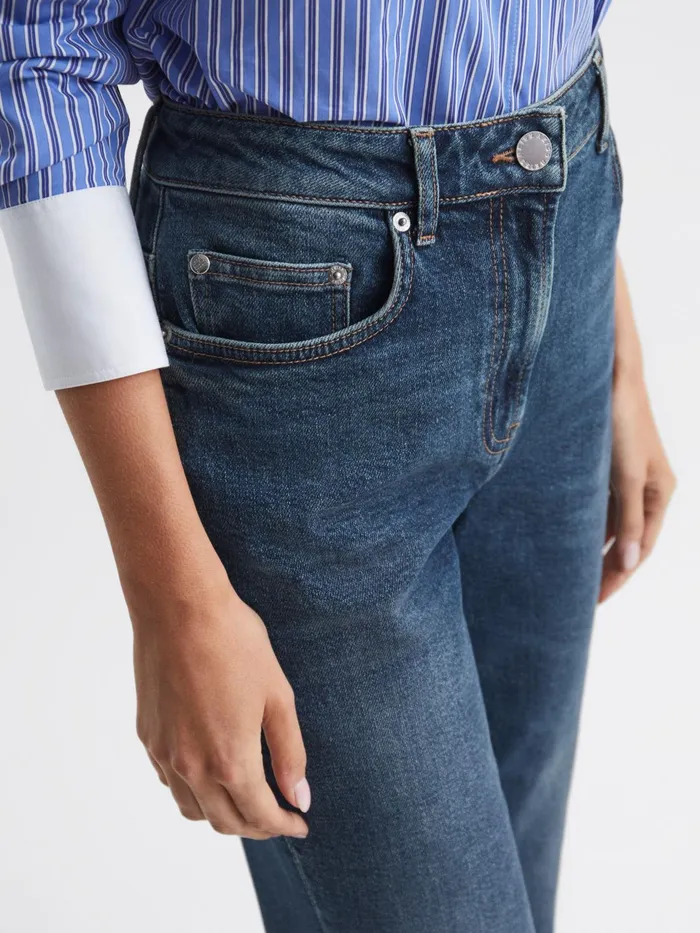 Reiss Jeans Phillipa Straight Leg Boyfriend Jeans Mid Blue 8211 Women
