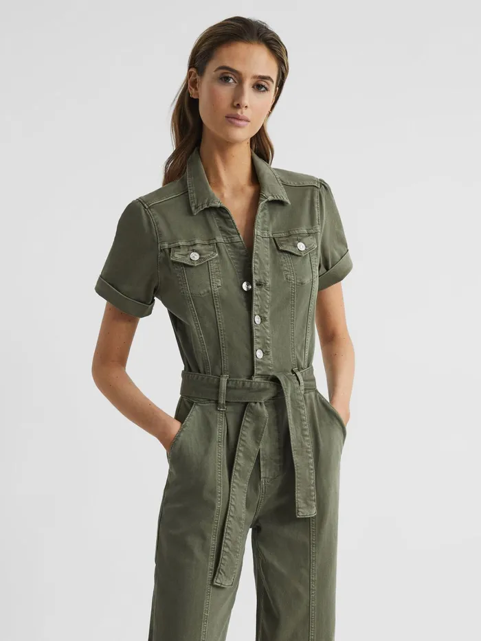 Reiss Jumpsuits Brooklyn Paige Belted Jumpsuit Vintage Ivy Green 8211 Women