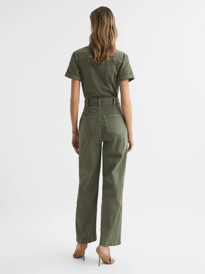 Reiss Jumpsuits Brooklyn Paige Belted Jumpsuit Vintage Ivy Green 8211 Women