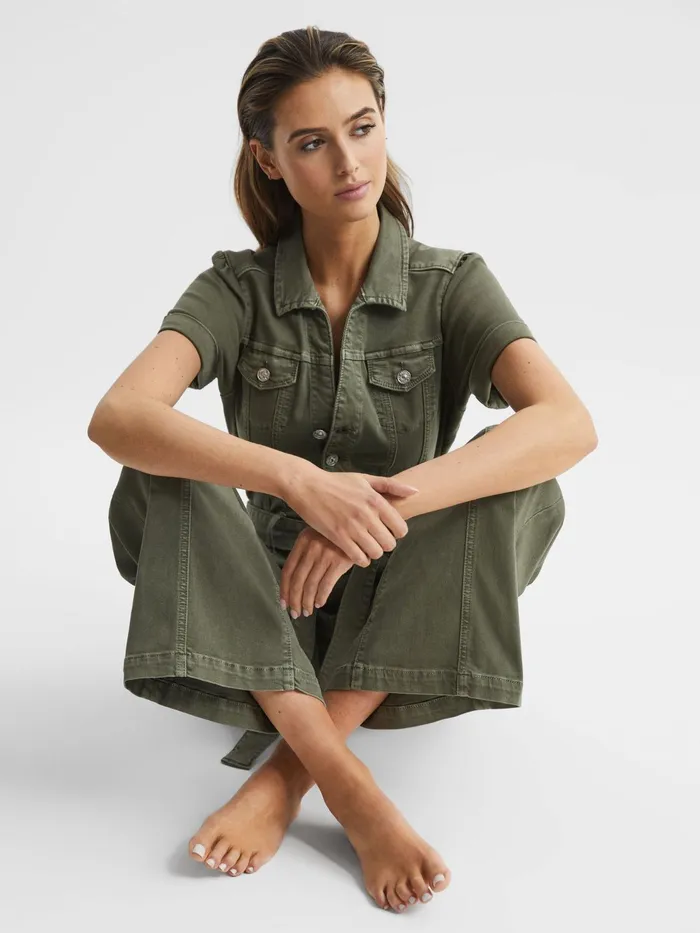 Reiss Jumpsuits Brooklyn Paige Belted Jumpsuit Vintage Ivy Green 8211 Women