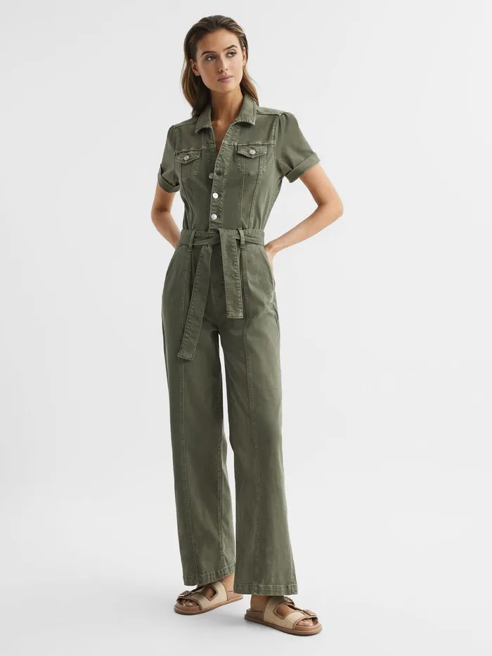 Reiss Jumpsuits Brooklyn Paige Belted Jumpsuit Vintage Ivy Green 8211 Women