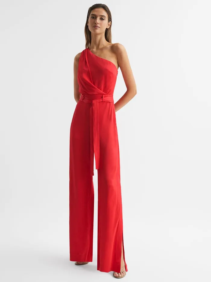 Reiss Jumpsuits Eliza OffTheShoulder Jumpsuit Red 8211 Women