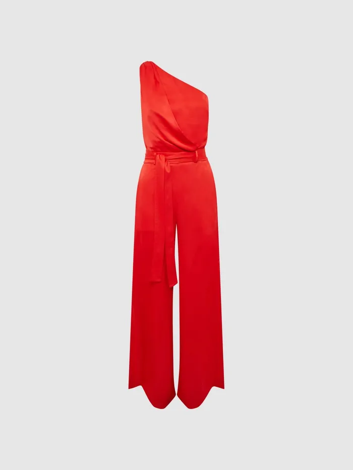 Reiss Jumpsuits Eliza OffTheShoulder Jumpsuit Red 8211 Women