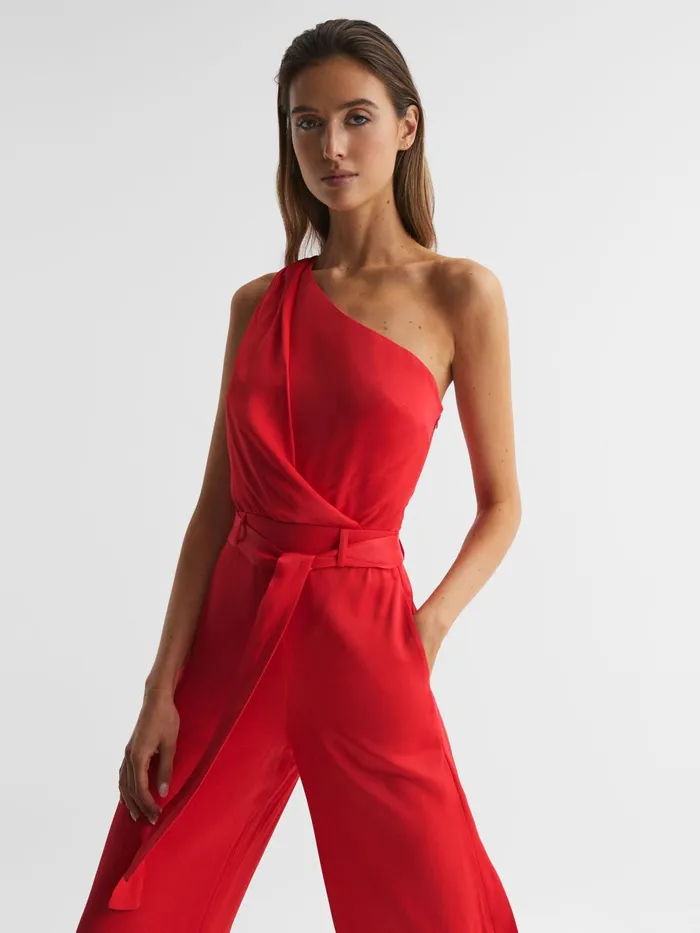 Reiss Jumpsuits Eliza OffTheShoulder Jumpsuit Red 8211 Women