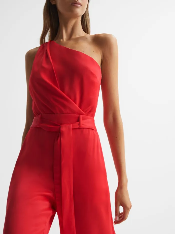 Reiss Jumpsuits Eliza OffTheShoulder Jumpsuit Red 8211 Women