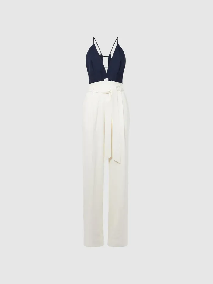 Reiss Jumpsuits India Colourblock Jumpsuit Navywhite 8211 Women