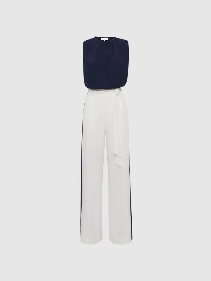 Reiss Jumpsuits Ivy Wide Leg Side Stripe Jumpsuit Navywhite 8211 Women