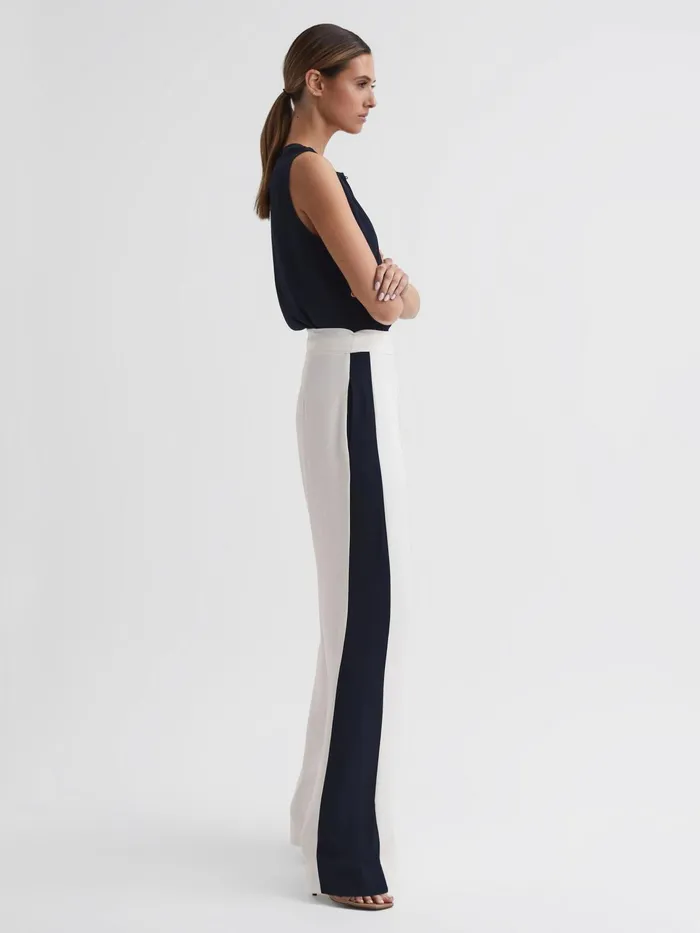 Reiss Jumpsuits Ivy Wide Leg Side Stripe Jumpsuit Navywhite 8211 Women