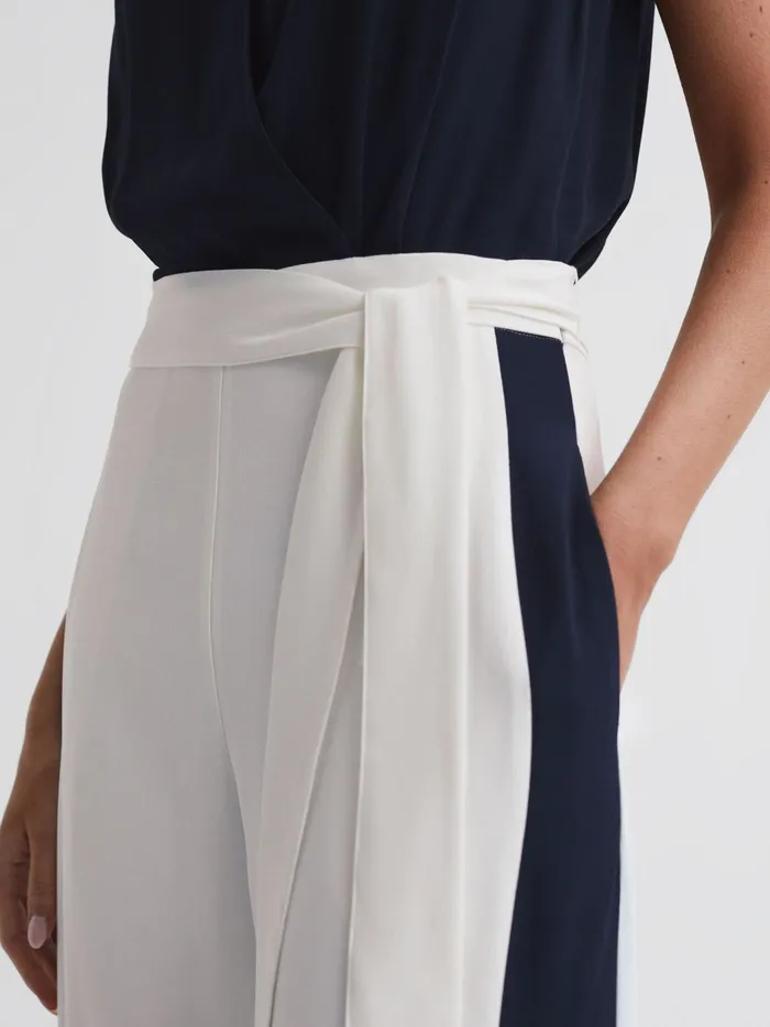 Reiss Jumpsuits Ivy Wide Leg Side Stripe Jumpsuit Navywhite 8211 Women
