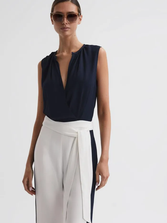 Reiss Jumpsuits Ivy Wide Leg Side Stripe Jumpsuit Navywhite 8211 Women