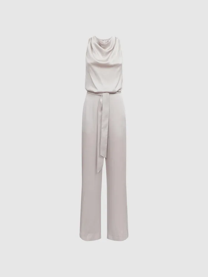 Reiss Jumpsuits Rose Sleeveless Cowl Neck Jumpsuit Neutral 8211 Women