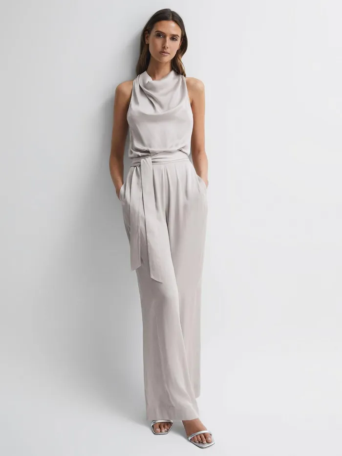 Reiss Jumpsuits Rose Sleeveless Cowl Neck Jumpsuit Neutral 8211 Women