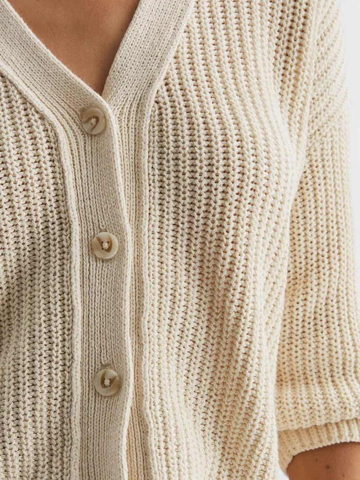 Reiss Knitwear Adeena CottonLinen Blend Knit Cardigan Navy 8211 Women