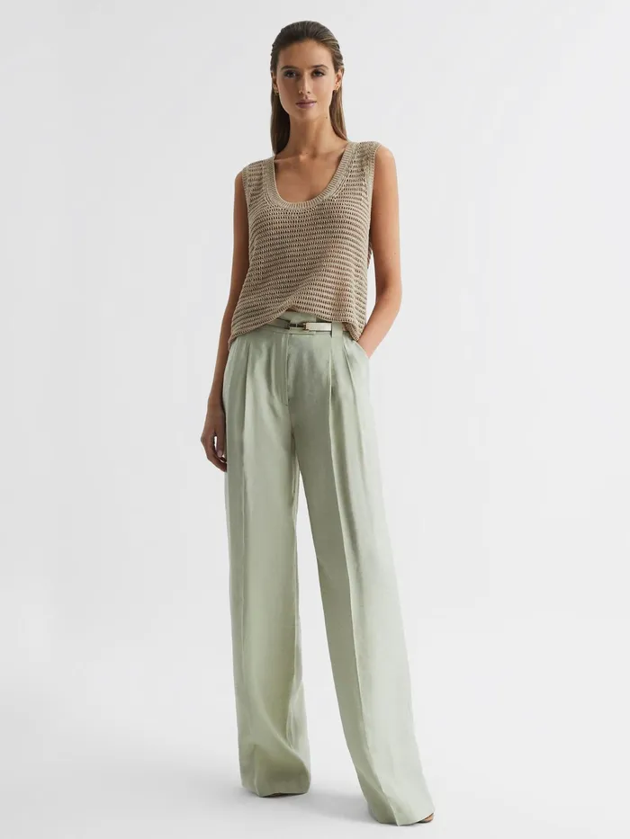 Reiss Knitwear Ava Open Stitch Knitted Vest Neutral 8211 Women