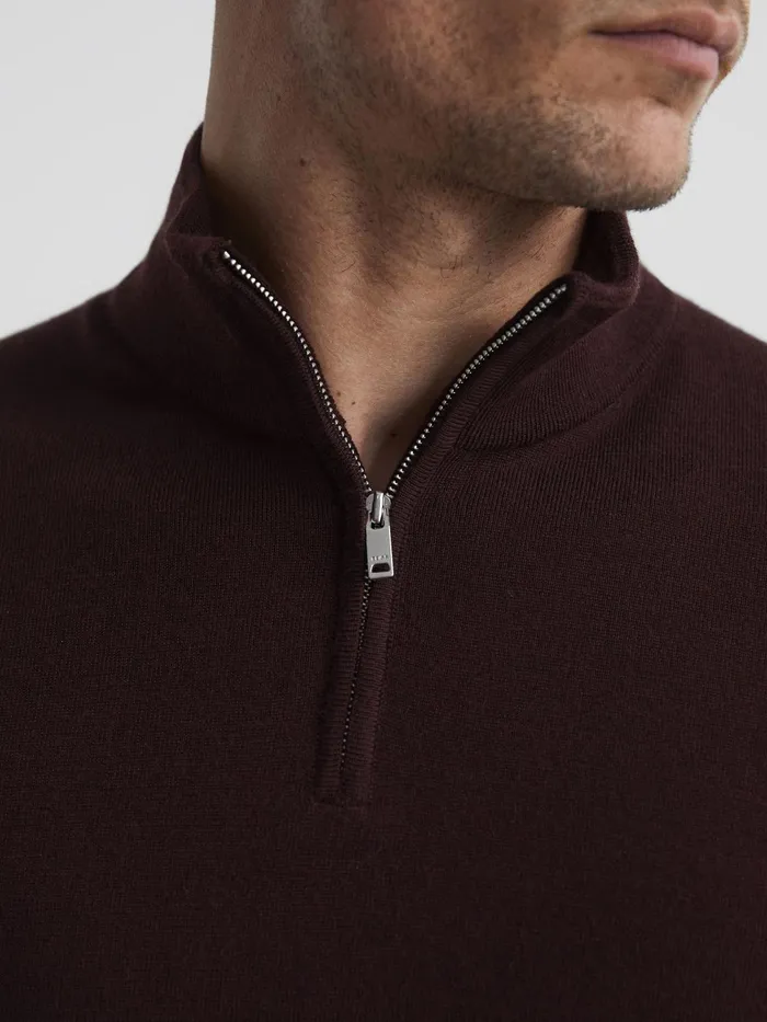 Reiss Knitwear Blackhall Merino Wool Zip Neck Jumper Black 8211 Men