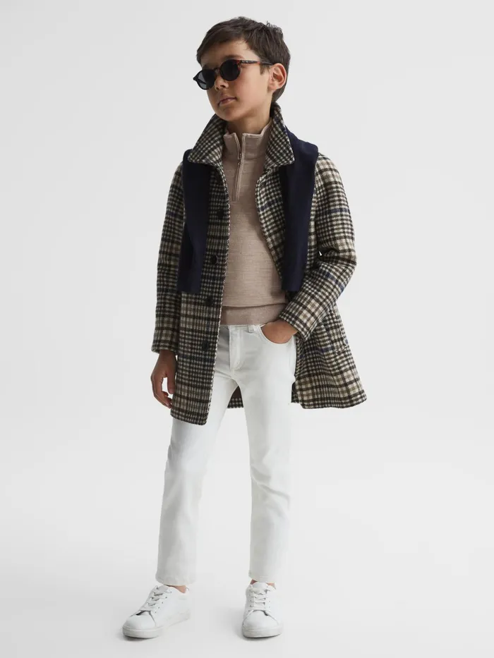 Reiss Knitwear Blackhall Zip Up Knitted Jumper Wheat Melange 8211 Children