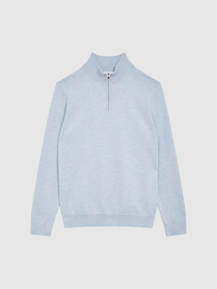 Reiss Knitwear Bond Half Zip Funnel Neck Cotton Jumper Navy 8211 Men