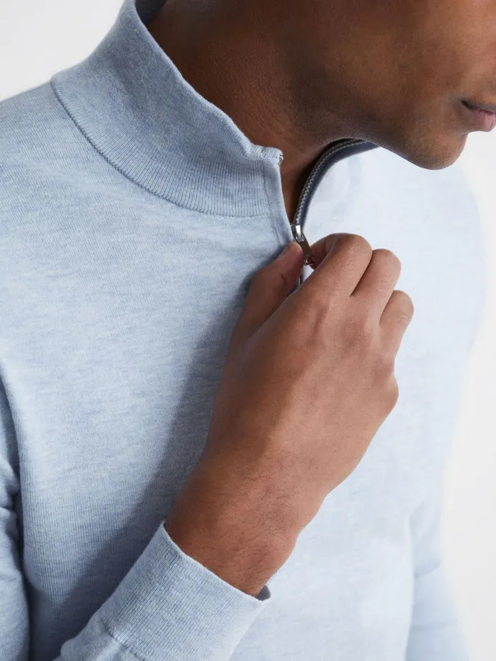 Reiss Knitwear Bond Half Zip Funnel Neck Cotton Jumper Navy 8211 Men