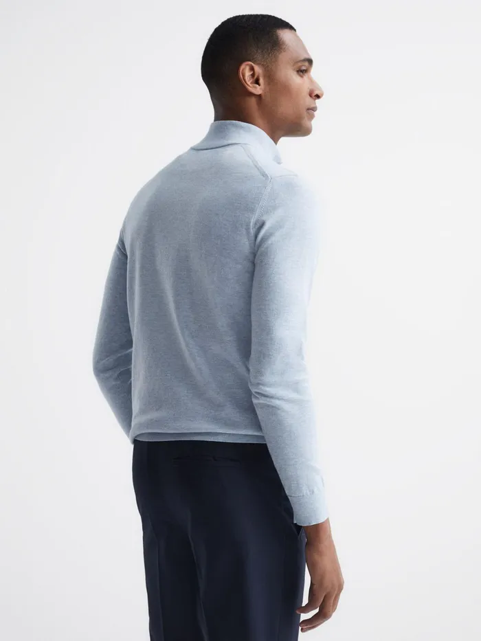 Reiss Knitwear Bond Half Zip Funnel Neck Cotton Jumper Navy 8211 Men