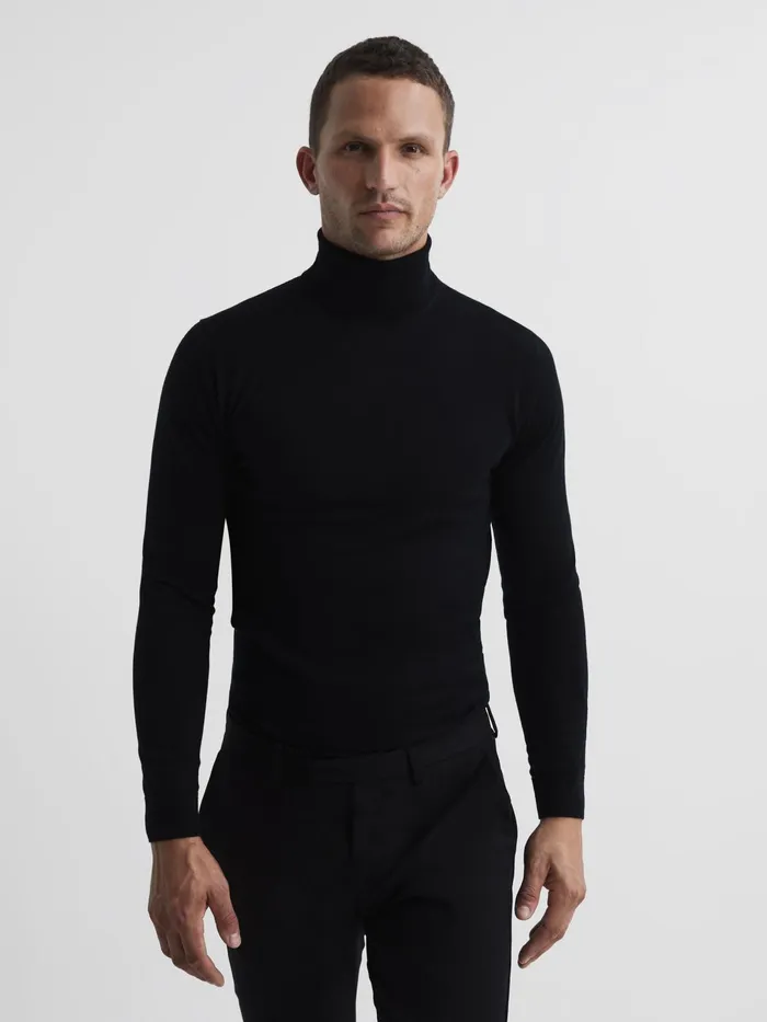 Reiss Knitwear Caine Merino Wool Roll Neck Jumper Black 8211 Men