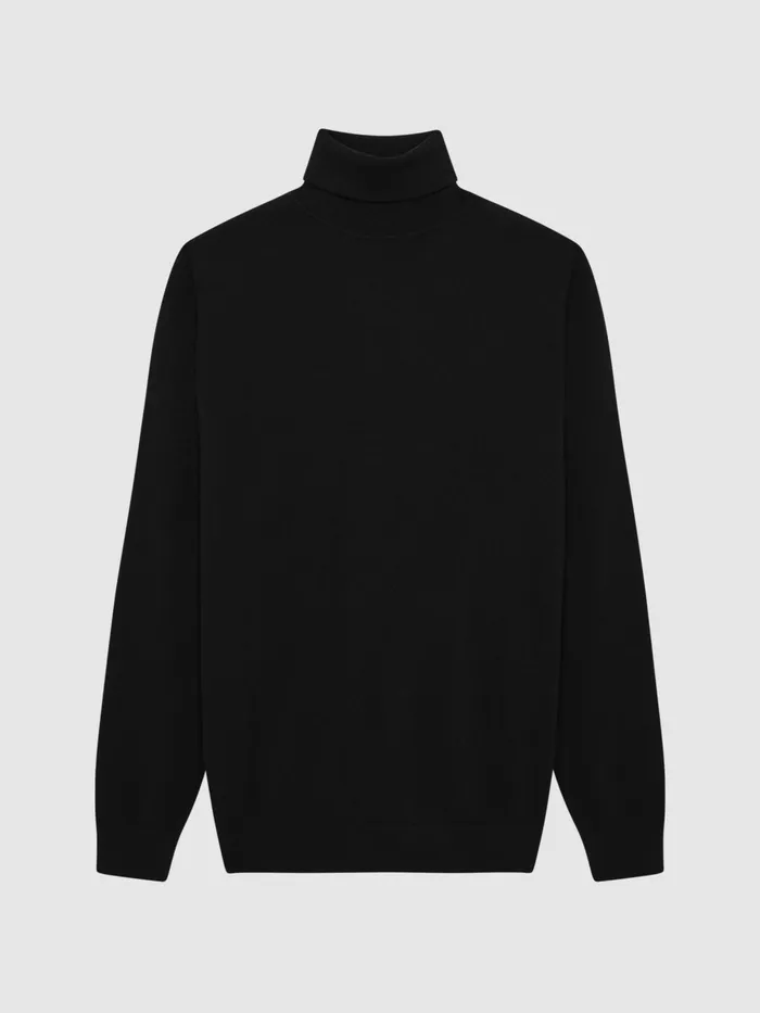 Reiss Knitwear Caine Merino Wool Roll Neck Jumper Black 8211 Men