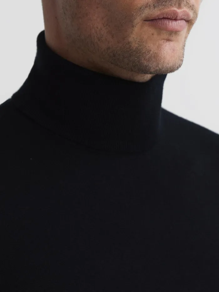 Reiss Knitwear Caine Merino Wool Roll Neck Jumper Black 8211 Men