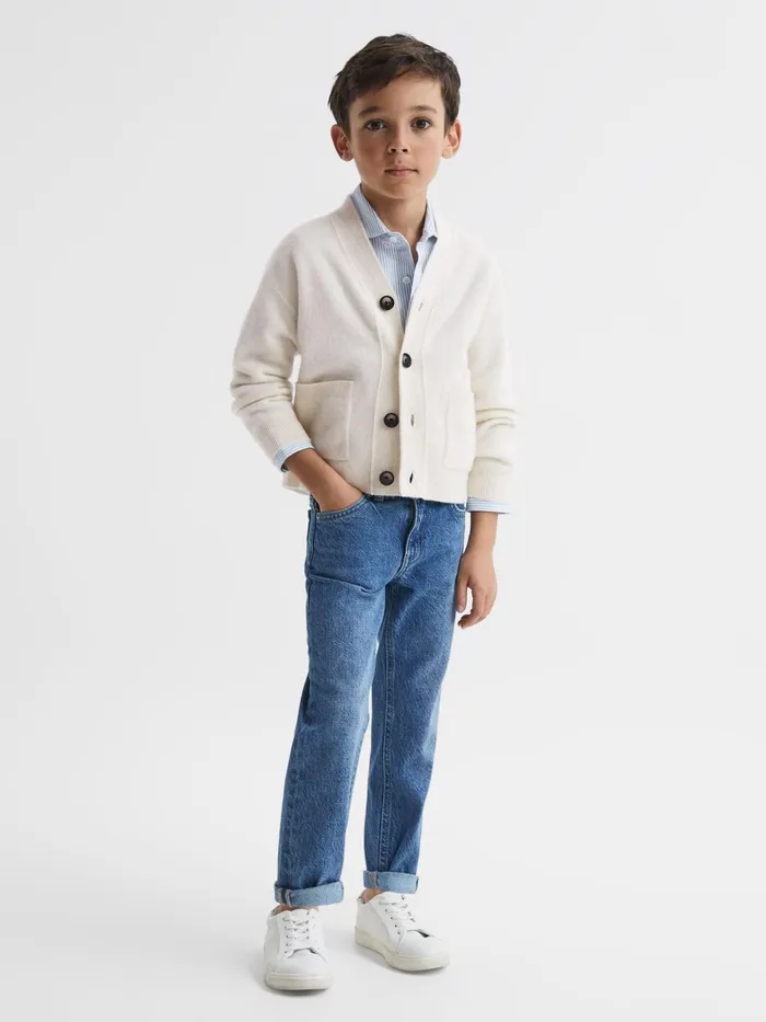 Reiss Knitwear Chile Wool Blend Cardigan Ecru 8211 Children