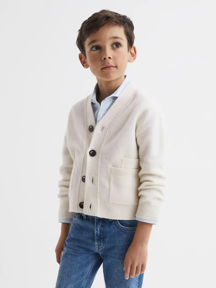 Reiss Knitwear Chile Wool Blend Cardigan Ecru 8211 Children