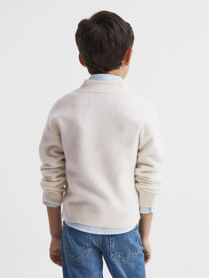 Reiss Knitwear Chile Wool Blend Cardigan Ecru 8211 Children