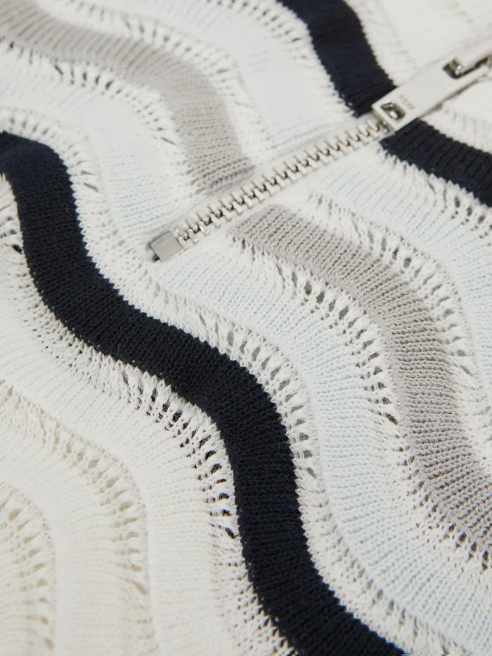 Reiss Knitwear Cole HalfZip Textured TShirt Optic White 8211 Children