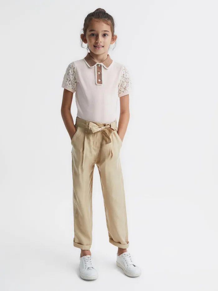 Reiss Knitwear Eliza Lace Back Polo Pink 8211 Children