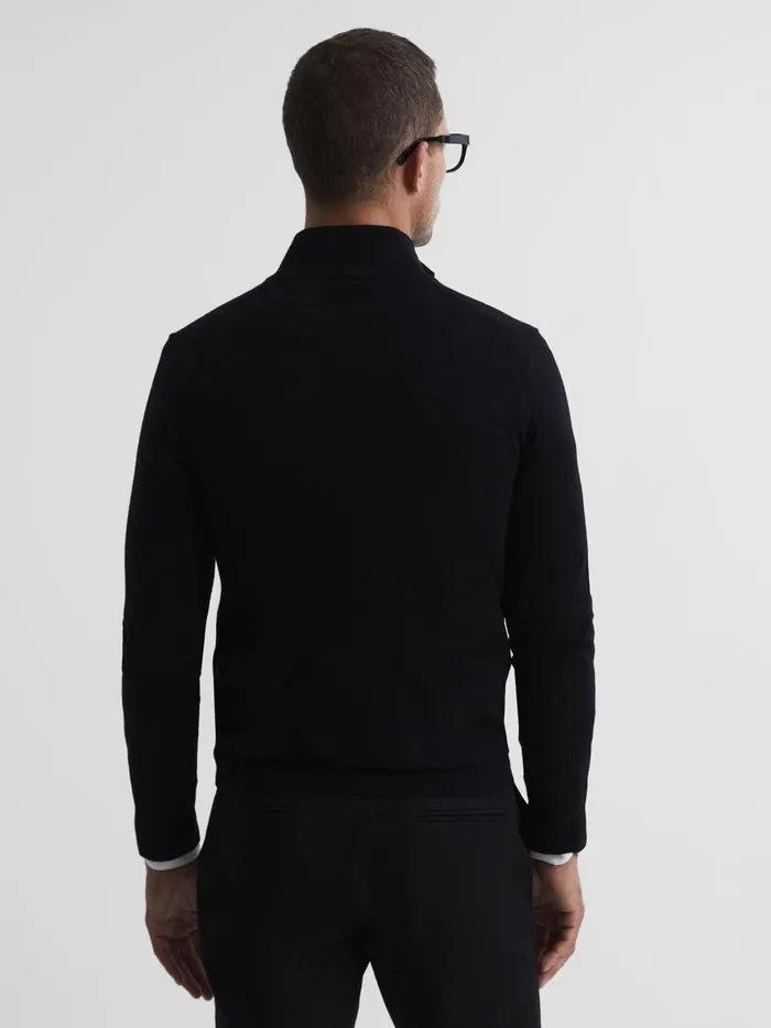 Reiss Knitwear Hampshire Merino Wool Zip Through Jumper Black 8211 Men