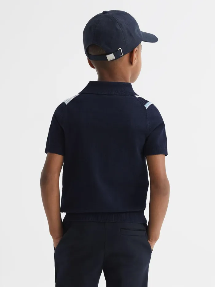 Reiss Knitwear Harris Striped Ribbed Half Zip Polo TShirt Multi 8211 Children